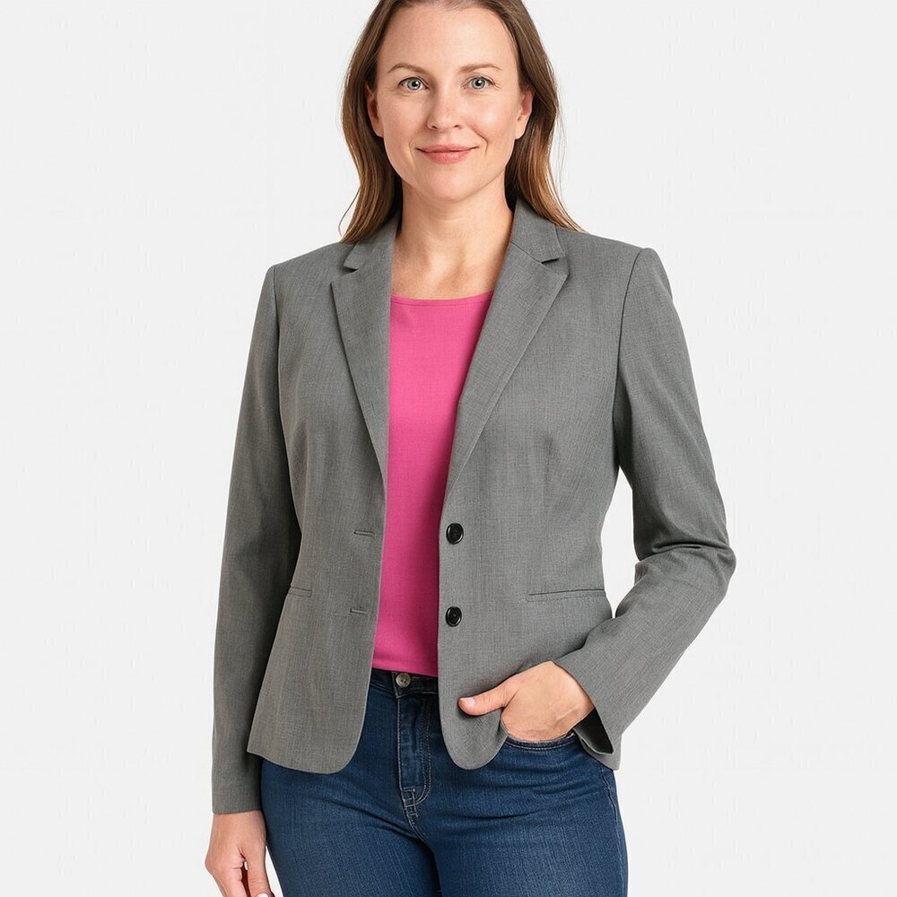 Ann Taylor Light Gray 2-Button Tailored Blazer Jacket Size 10